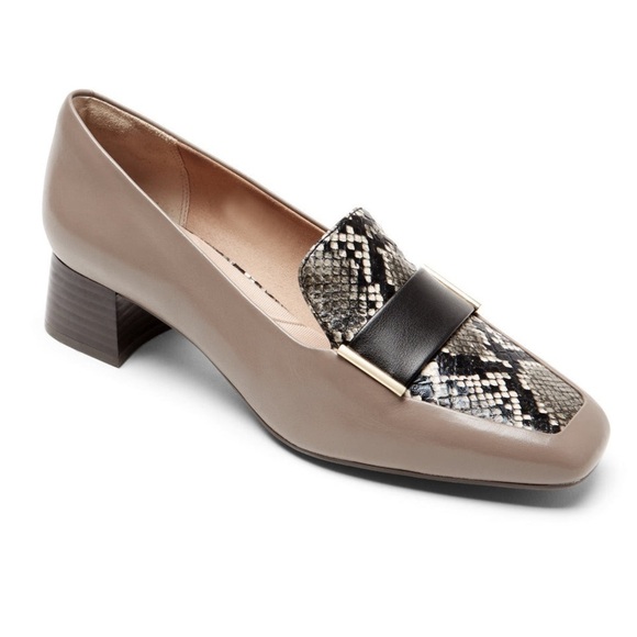Rockport Women’s Total Motion Esma Leather Loafer Taupe Snakeskin Print Size 7 - Picture 1 of 10